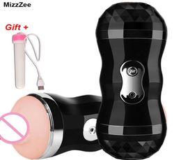 Mizzzee Dual Channel Masturbator For Man Fake Pocket Artificial Vagina Real Pussy Vibrator Sex Toys For Men Masturbateur Blowjob Y2474189