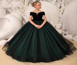 Lovely Blush green Long Flower Girl Dresses for Wedding Sparkly Sequin Crystals Ruffles Tulle Bow 2021Custom Made Girls Pageant Dr2581842