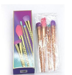 Makeup brushes sets cosmetics brush 5 bright color rose gold Spiral shank makeup brush unicorn screw makeup tools 2914239