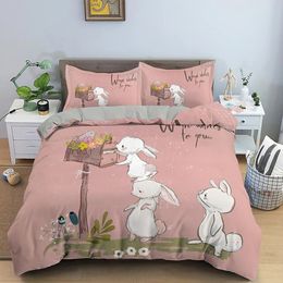 23Pcs Cartoon Animal Duvet Cover Bedding Set 3D Printed Quilt for Bedroom King Queen Full Polyester Bedclothes Home Decor 240226