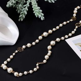 18k Gold Plated Men Pearl Necklace Flower Sweater Chain Long