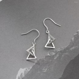 Stud Earrings Silver 925 For Women Triangle Zircon Girls Fashion Beautiful Party