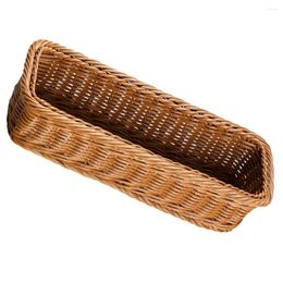 Kitchen Storage Plastic Basket Home Imitation Rattan Snacks Grocery Cutlery Woven Organizer