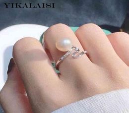 YIKALAISI 925 Sterling Silver Jewelry For Women 89mm Round Natural Freshwater Pearl Rings 2021 Fine Wholes6299135