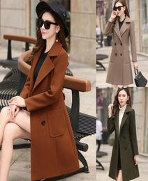Women Wool Double Breasted Coat Elegant Long Sleeve Work Office Jacket Outwear Casual Autumn Winter 19August2416075819
