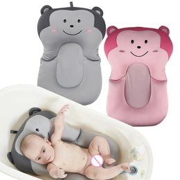 Cute Cartoon Monkey Baby Bath Tub Foldable Pad Chair Bathtub Seat Infant Support Cushion Mat 240228