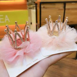 Hair Accessories Creative Children's Hairpin South Korean Girls' Princess Net Mesh Flower 3D Crown Cute Girl Headwear