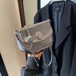 Evening Bags Metallic PU Leather Crossbody Women Mini Bag With Flap High Fashion Design Small Female Chain Handbags And Purses