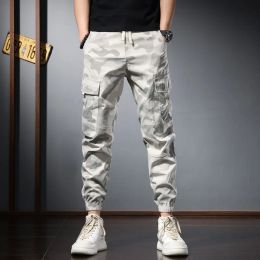 Pants Summer Camouflage Cargo Pants Men Fashion Streetwear Gray Slim Fit Trousers Casual Multi Pockets Drawstring Joggers