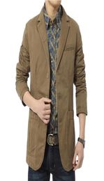 Blazer men Casual Blazers Cotton Denim Parka Men039s slim fit Jackets Army Green Khaki Large Size MXXXL 4XL outdoors outwear c5759242