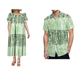 Party Dresses Polynesian High Quality Men's And Women's Clothing Loose Low Cut Temperament Dress Casual Shirt Couple Set Custom Art Pattern