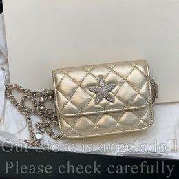 10A Mirror Quality Desinger Mini Star Belt Bag 13cm Womens Lambskin Quilted Bags Luxurys Genuine Leather Handbags Gold Purse Crossbody Shoulder Chain Box Bag