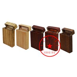 New Style Colorful Natural Wood Smoking Cigarette Storage Box Portable Cover Innovative Open Dry Herb Tobacco Housing Holder Stash Case DHL