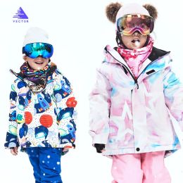 Jackets Waterproof Ski Snow Jackets Children Thick Warm Winter Snowboard Jackets Ski Pants Girls Boys Outdoor Sports Snow Coat