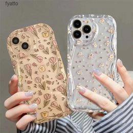 Cell Phone Pouches Cartoon Painting Rose Flower Wavy Soft Silicone Phone Case Pro Max Cute Transparent CoverH240307