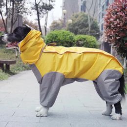 Dog Apparel Pet Large Raincoat Waterproof Clothes Hooded Jumpsuit Cloak For Small Big Dogs Overalls Rain Coat Labrador Jacket Costum