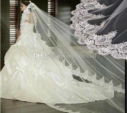 high quality vintage lace bridal veils 3m one tier layer white elegant church wedding dresses veil 3 Metres accessories 9321903