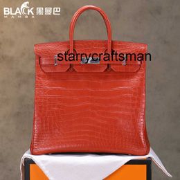 Genuine Leather Handbag LBlack High Bag 40CM Boxing Bag Crocodile Skin Plus Large Handbag Red Trendy Bag