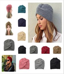 Woman Knitted Hat Cross Imitation Cashmere Beanie Bohemian Knitted Caps Hats Muslim Turbano Ladies Outdoor Ski Cap Turban Headwear7895940