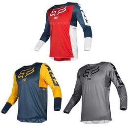 2023 Mens T-shirts Fox Mountain Bike Cycling Suit Outdoor Off-road Motorcycle Spring and Autumn Quick Drying Breathable Speed Reducing Long Sleeved Top F1lf