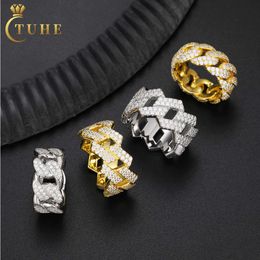 Pass Diamond Tester Vvs Moissanite Cuban Ring Mens Wholesale Price Gold Plated 925 Sterling Silver Jewelry for Men