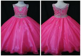 2017 One Shoulder A Line Pageant Dresses For Girls Floor Length Girl039s Pageant Dresses Rose Red Organza Applique Flower Girls8027464