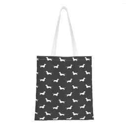 Shopping Bags Dachshund Wiener Dog Shoulder Women Reusable Bag Trendy Pets Large Capacity Canvas Tote Kawaii