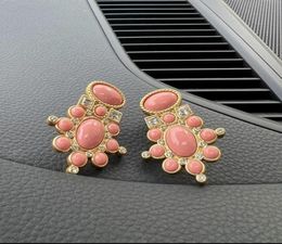 Stud Vintage Pink stones earrings ear clips Holiday Gifts in Europe and America 2210142317721