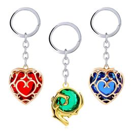 Keychains Game The Legend Of Zelda Keychain Heart Crystal Keyrings Metal Pendant Chaveiro Key Chain Men Jewelry Llaveros319C