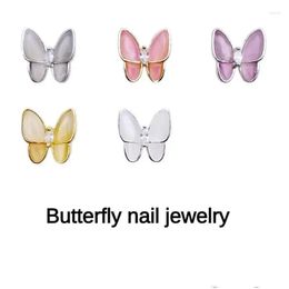 Nail Art Decorations Bag Alloy Zircon Butterfly Jewelry Rose Gold Sier 3D Cat Eye Stone Butterflies Accessories Drop Delivery Dhqbx