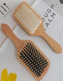 Wood Comb Professional Healthy Paddle Cushion Hair Loss Massage Brush Hairbrush Comb Scalp Hair Care Healthy Wooden Comb WLY BH4406303911