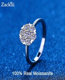 Real Engagement Ring Brilliant VVS Diamond Halo Wedding Band For Women Sterling Silver Flower Bouquet Promise Ring 2208133894257