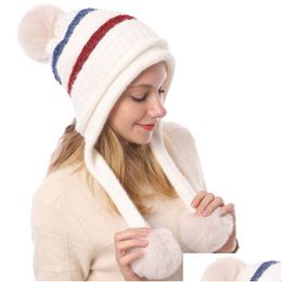 Stingy Brim Hats Winter Warm Chenille Soft Hat Fur Ball Pom Cap Cloak Hats Beanie For Women Fashion Drop Delivery Fashion Accessories Dhkxr