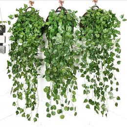 Artificial Ivy Foliage Green Leaves Fake Hanging Emalation Flower Vine Plant Rattan Wedding Party Garden Decor Wall Mounted Supply5455353