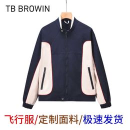 Men's Jackets TB BROWIN Autumn New Flight Suit Colour Block Jacket Mens Street Style Casual Coat