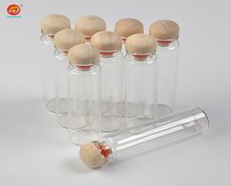 20ml Glass Bottles with Hardwood Cap Cute Glass Bottles Jars Crafts for Wedding Gift Home Decor Jars 100pcs3551577
