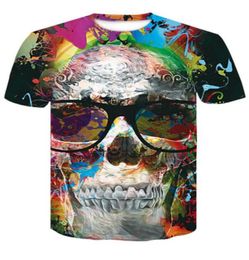 Mens Skull T shirts Fashion Summer Short Sleeve Ghost Rider Cool Tshirt 3D Blue Skull Print Tops Rock Fire Skull Tshirt Men Ypf571043844