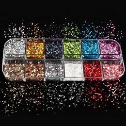 12 Colours Small Hexagons Glitter Powder Nail Art Decoration Accessories Holographic Iridescent Sequins Shiny Paillettes 240229