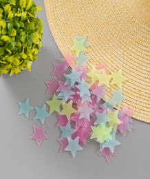 100 pcsSet 3D stars glow shine in the dark Luminous on Wall Glowing Stickers for Kids Room living room Wall Decal Home Decoration1470929