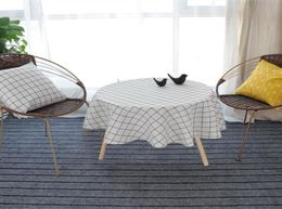 Nordic Polyester Cotton Round Table Cloth Color Yellow Rice Word Gray Arrow Cotton and Linen Printing Tablecloth Custom1204090