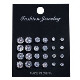 Wholesale 24 Pcs Earrings Cubic Zircon Simulated Diamonds Cheap Fake Diamond