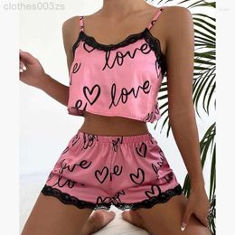 Womens Sleepwear Two Pieces Set Pajama Shorts Suit Print Underwear Pijama Sexy Lingerie Camisoles Tanks Nighty Ladies LoungewearUWW6