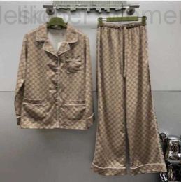 Women's Sleepwear Designer Tracksuits Letters Full Print Vintage Pajamas Style Silk Shirt Drawstring Elasticated Waist Trousers Set Sleepwear For Women pajamas XL