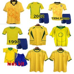 kids kit 1994 1998 2002 2004 BRAZlL retro soccer jersey ronaldo ROMARIO KAKA RONALDINHO RIVALDO maillot de futol r.carlos BraziI brazilian Football shirt