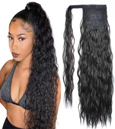 Long Corn Curly braid Ponytail Synthetic Hair Pieces magic pastes and clipin False Ribbon Drawstring wavy Clip on Hair Extensions3430601