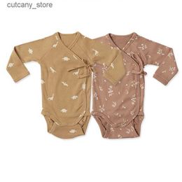 Jumpsuits 2023 Summer Newborn Baby Romper Dinosaur Printed Infant Cotton Full Sleeve Bodysuits Boy Girl Clothes One Piece Jumpsuits 0-24M L240307