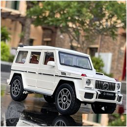 Aircraft Modle 1/24 G63 G65 Suv Alloy Car Model Die-Cast Metal Toy Off-Road Simation Of Sound And Light Collection Childrens Drop Del Dhs5D