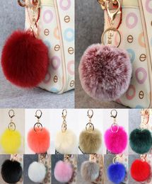 Gold 8CM Rabbit Fur Ball Keychain y keychain fur pom pom llaveros portachiavi porte clef Key Ring Key Chain For Bag7910976