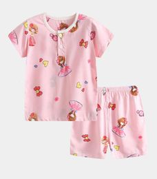 Summer children039s Pyjamas cotton silk short sleeve shorts suit men039s and women039s thin middle and large children032490821