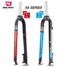 Bolany X6 Matte Rigid Fork FIt 2627529inch Aluminum Alloy Mountain Bike Straight Tube 286mm Apillar MTB Hard 240228